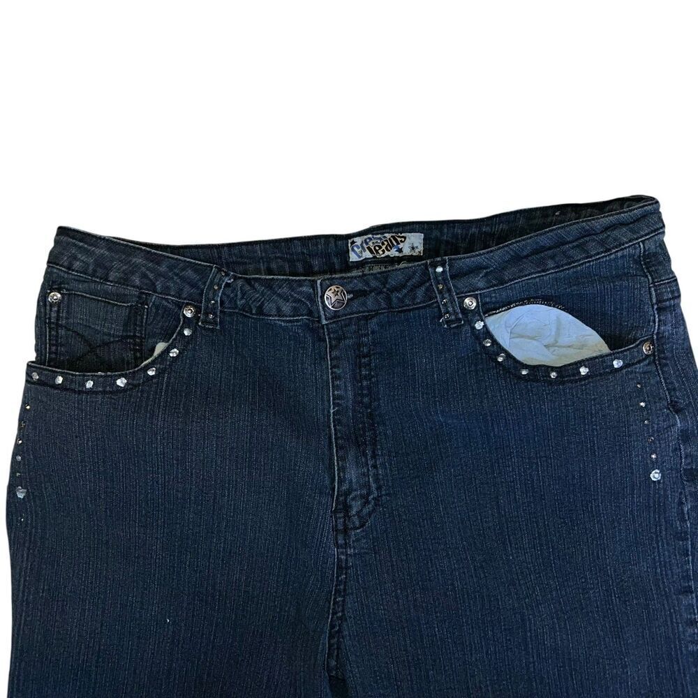 y2k Crest Jeans Size 23/24 Black Retro Grunge Cotton Denim Pants - Picture 2 of 12